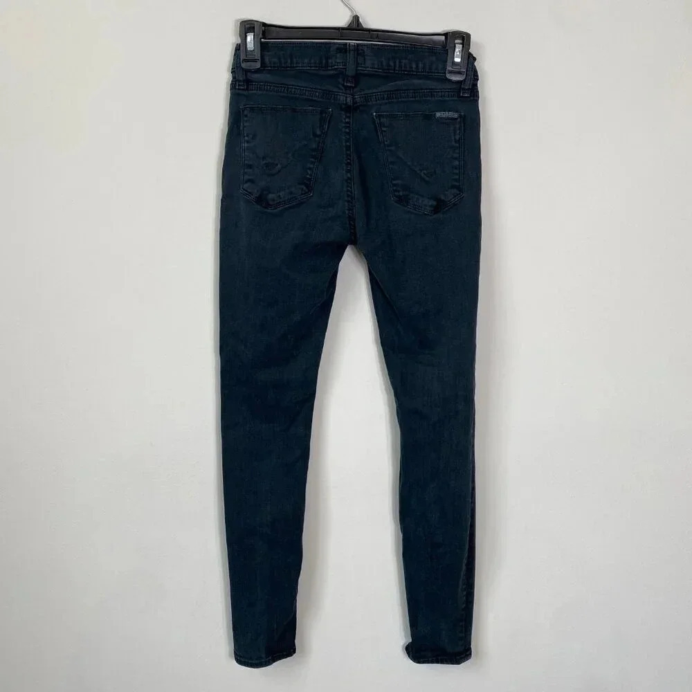 Hudson Womens 25 Krista Low-Rise Super Skinny Ankle Distressed Denim Jeans Black - Picture 9 of 16